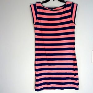 French Connection navy/peach stripe cotton dress